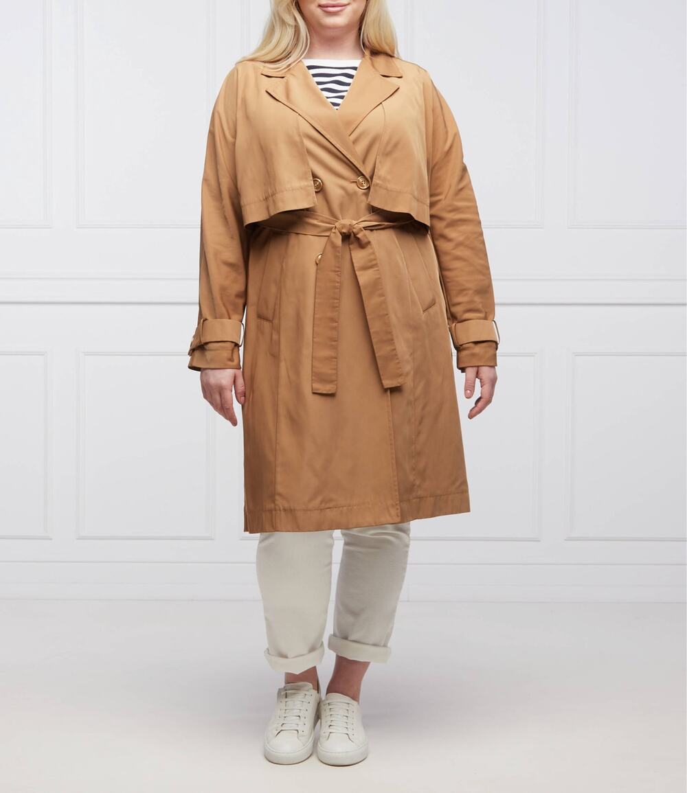 NWT Marina Rinaldi Trench Coat Camel Plus US 22 Neutral Old Money Quiet Luxury